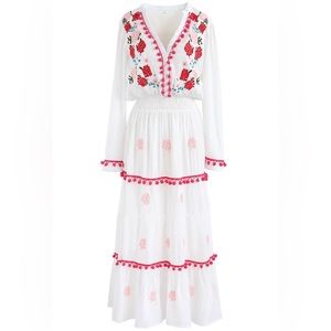 Stay Romance Embroidered Maxi Dress